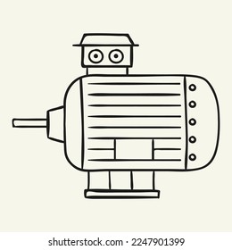 Electric motor. Hand drawn vector illustration