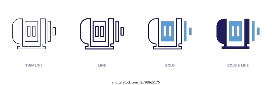 Electric motor icon in 4 different styles. Thin Line, Line, Bold, and Bold Line. Duotone style. Editable stroke.