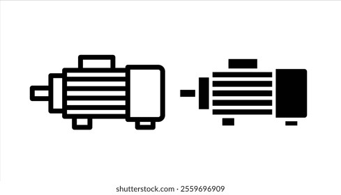 Electric motor Icon collection in filled and stroke style.