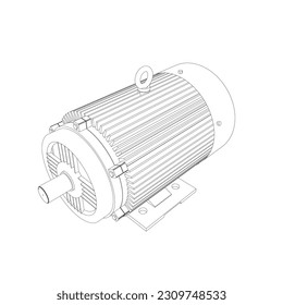 Electric motor icon on white background. Outline engine electric power. Electric contour generator motor. Vector color web icon. Creative illustration design, idea for infographics..