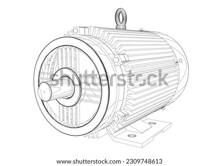 Electric motor icon on white background. Outline engine electric power. Electric contour generator motor. Vector color web icon. Creative illustration design, idea for infographics..