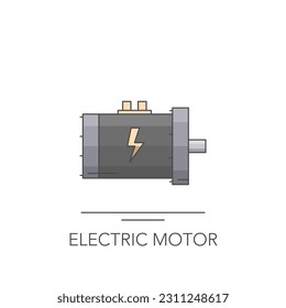 Icono de motor eléctrico. Dibujo colorido del motor sobre blanco. Ilustración del vector