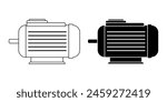 electric motor icon set isolated on white background