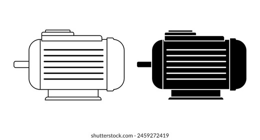 electric motor icon set isolated on white background