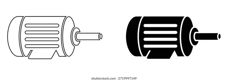 electric motor icon set isolated on white background,Electric plug and socket icons in black and white,Electric motor outline icon or electric motor icon vector isolated. Electric motor outline icon 