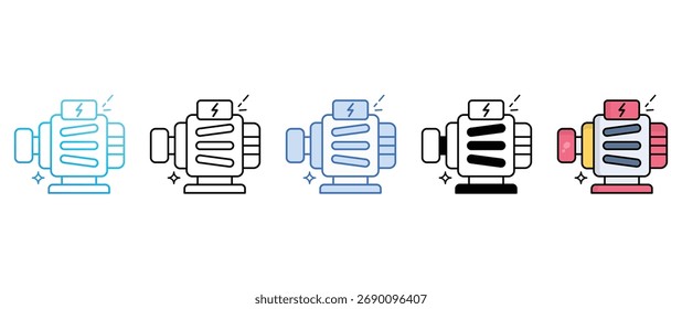 Electric Motor icon set multiple style collection