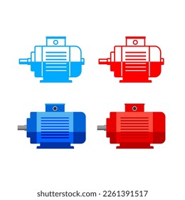 Electric motor icon set, vector illustration 