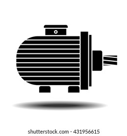 Electric motor icon with shadow. Flat vector icon on white background