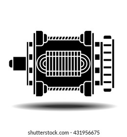 Electric motor icon with shadow. Flat vector icon on white background
