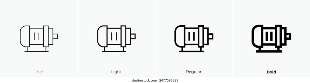 electric motor icon. Thin, Light Regular And Bold style design isolated on white background