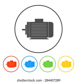 Electric motor icon, Vector flat Illustration EPS 