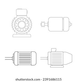 Diseño del logotipo de la ilustración del vector del icono del motor eléctrico.