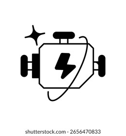 Icono de motor eléctrico con fondo blanco Vector Ilustración de stock