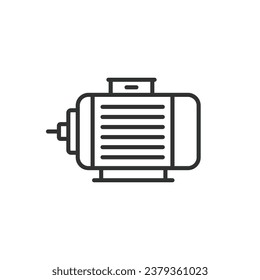 Electric motor line icon. Editable stroke. Vector illustration isolated.