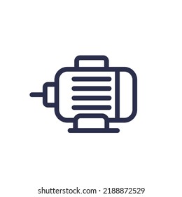 Electric Motor Line Icon On White