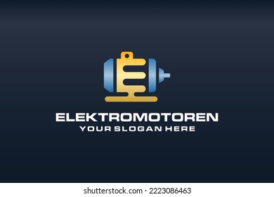 Electric motor logo on dark background