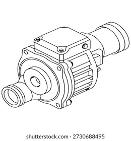 electric motor technical illustration isolated with white