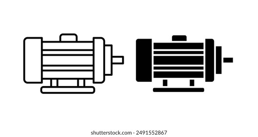 electric motor vector icon set in black color.