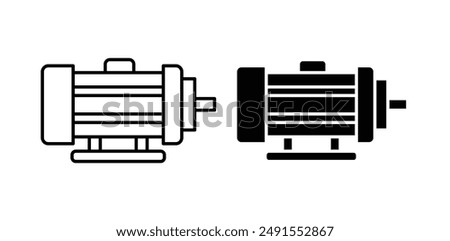 electric motor vector icon set in black color.