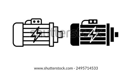 electric motor vector icon set in black color.