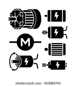 Electric motor vector icons 