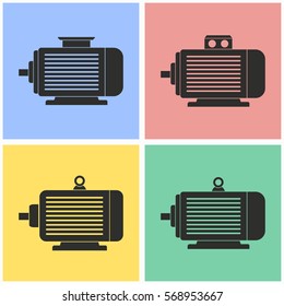 Electric motor vector icons set. Illustration isolated for graphic and web design.