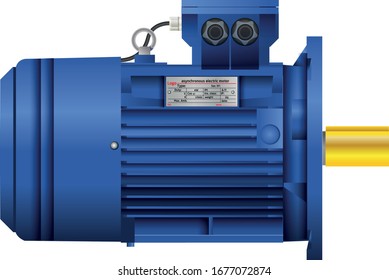 Аsynchronous electric motor. Vector illustration. Isolated image on a white background.