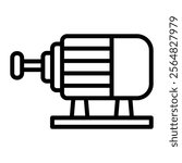 Electric Motor Vector Line Icon Design