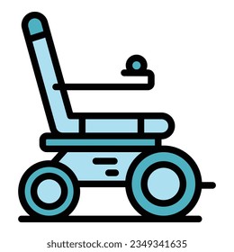 Electric motor wheelchair icon outline vector. Scooter chair. Power drive color flat