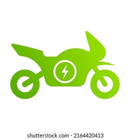 Icono de silueta verde de motocicleta eléctrica. Pictograma de glifo de motocicleta eléctrica. Icono De Transporte Urbano Alternativo De Electricidad Ecológica. Signo de vehículo de motor eléctrico ecológico. Ilustración de vectores aislados.