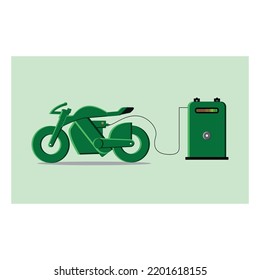 motocicleta eléctrica con diseño vectorial de estación cargadora 