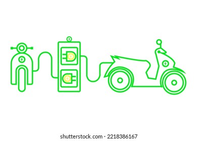 Electric motorcycle in the charging station.