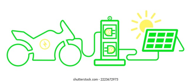 Electric motorcycle in the charging station.