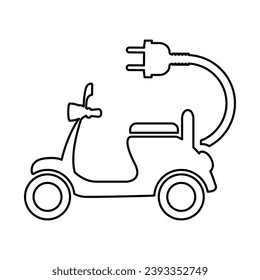 Electric Motorcycle Icon In Outline Style