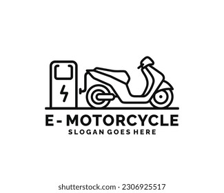 Electric motorcycle logo design vector