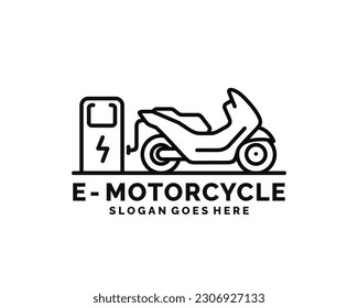 Electric motorcycle logo design vector