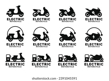 Electric motorcycle logo design vector