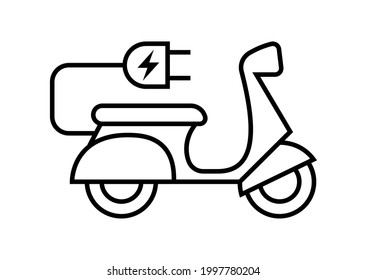 motocicleta eléctrica con diseño de símbolo de icono de pictograma enchufable, vehículo híbrido de motocicleta EV logotipo de punto de carga, concepto de vehículo ecológico, ilustración de vector