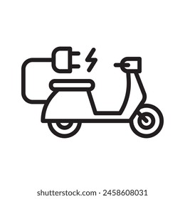 Motocicleta eléctrica con el diseño del símbolo del pictograma del enchufe, logotipo del punto de carga de los vehículos híbridos del scooter del EV, concepto del vehículo del Eco, Ilustración vectorial