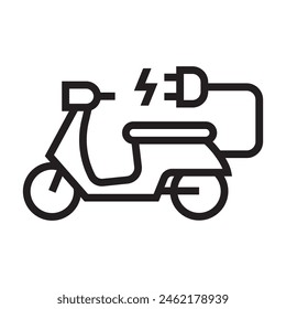 Motocicleta eléctrica con el diseño del símbolo del pictograma del enchufe, logotipo del punto de carga de los vehículos híbridos del scooter del EV, concepto del vehículo del Eco, Ilustración vectorial