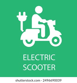 Motocicleta eléctrica con el diseño del símbolo del icono del pictograma del enchufe, logotipo híbrido del punto de carga de los vehículos de la vespa del VE, concepto del vehículo de Eco, Ilustración vectorial