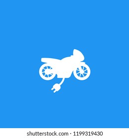 Electric motorcycle with plug vector icon