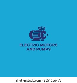 electric motors and pumps isolated on blue background, Electric motor machine equipment Industrial. Vector illustration