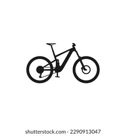 Electric mountain bike side view vector icon illustration. Isolated object on background