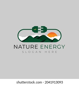 Electric mountain logo design vector