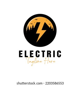 electric mountain vector logo design