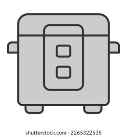 Electric multicooker for cooking  - icon, illustration on white background, grey style