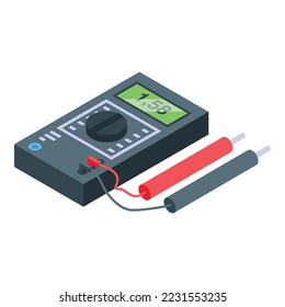 Electric multimeter icon isometric vector. Energy battery. Full cell