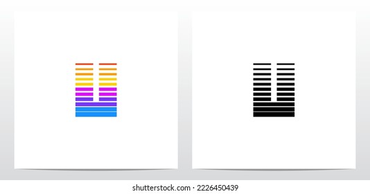 Electric Music Bar Letter Logo Design U