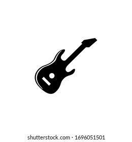 Electric Music Guitar, Solid Body Bass. Flat Vector Icon illustration. Simple black symbol on white background. Electric Music Guitar Solid Body Bass sign design template for web and mobile UI element